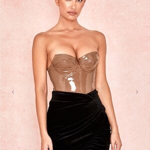 House of CB Tan and Black Bodysuit NWT